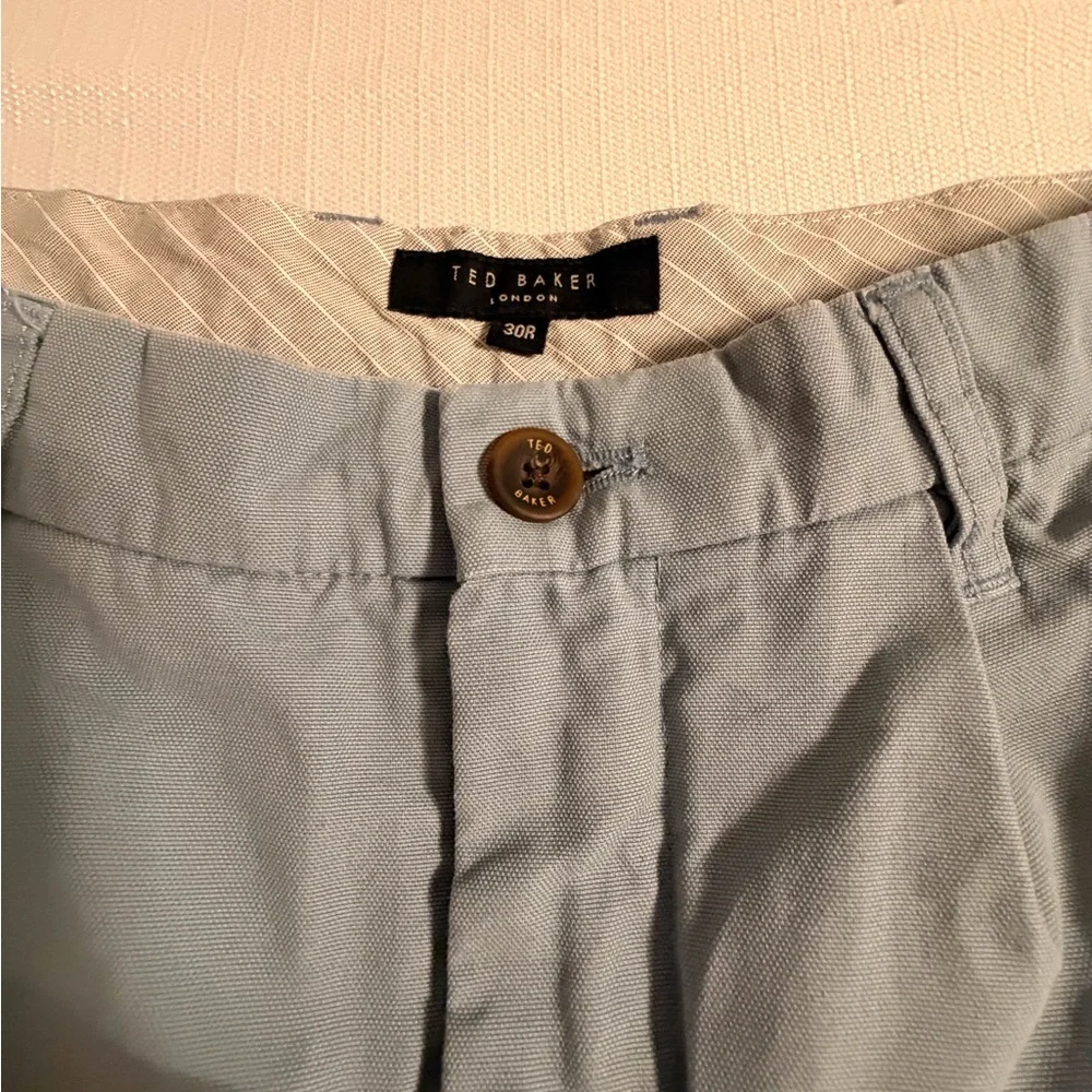 Ted Baker Light Blue Flat Front Cotton Shorts
